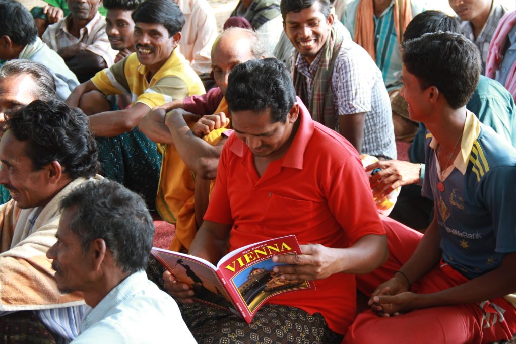 Fairtrade cotton farmers at a general meeting