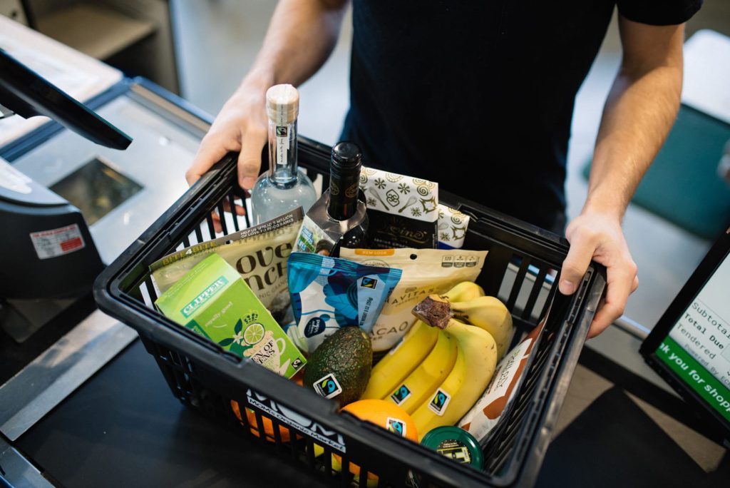 Commercial photos shot in a grocery store of Fairtrade products.